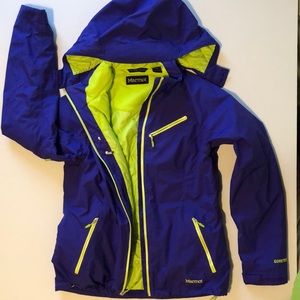 Youth, Marmot, sz L, Purple and Neon Gore-Tex winter coat / ski jacket
